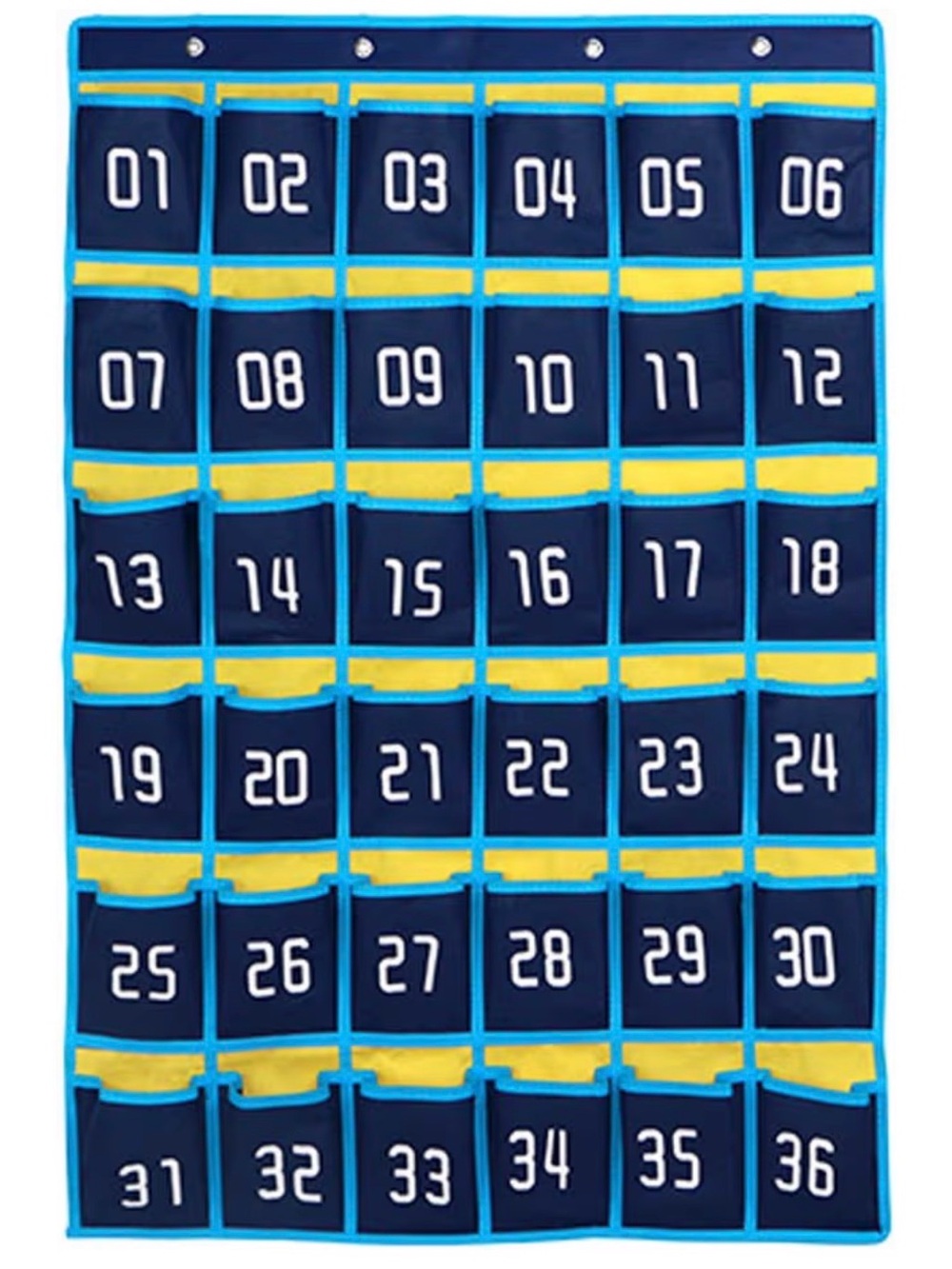 Numbered Pocket Organizer - Navy & Yellow
